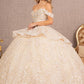 Champagne_2 Jewel 3-D Butterfly Applique Sweetheart Quinceanera Dress - GL3112