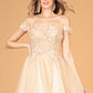 Champagne_2 Off Shoulder Sweetheart Neckline Babydoll Short Dress GS3096 - Women Formal Dress - Special Occasion-Curves