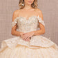Champagne_3 Jewel 3-D Butterfly Applique Sweetheart Quinceanera Dress - GL3112