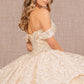 Champagne_4 Jewel 3-D Butterfly Applique Sweetheart Quinceanera Dress - GL3112
