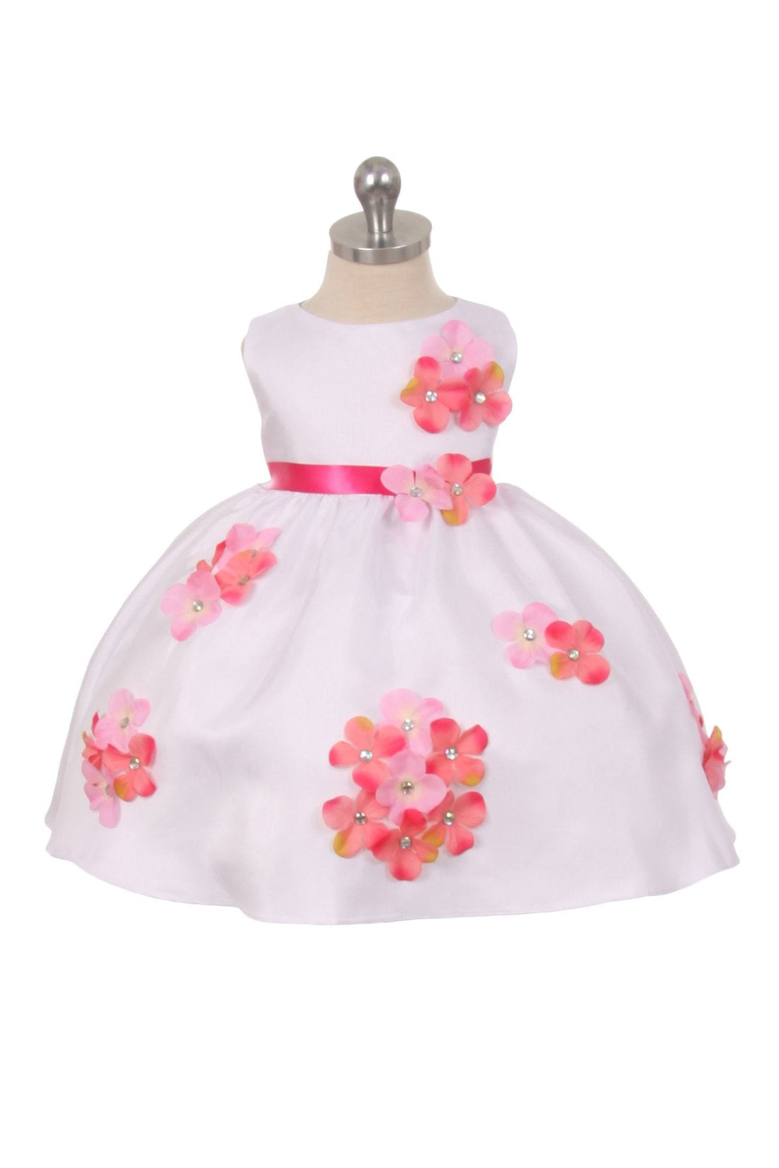 Coral Baby Shantung Flower Party Dress-AS219F