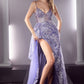 Dark-lavender Flare Glitter with Side Peplum Gown J847 - Women Evening Formal Gown - Special Occasion-Curves