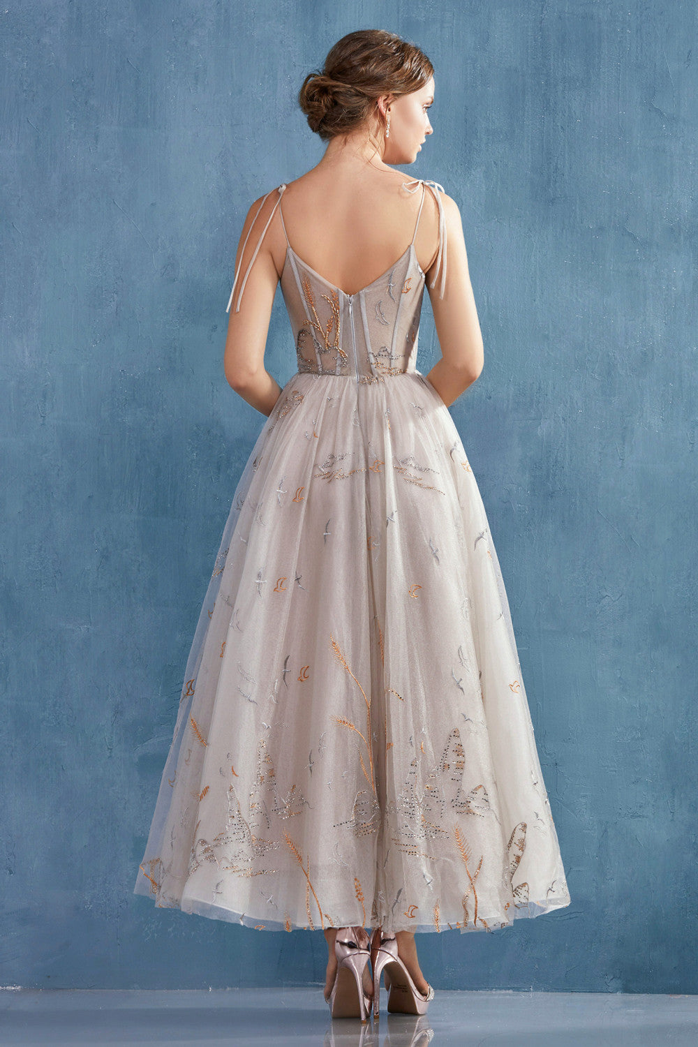 Dusty-nude_1 Emilia Embroidered A-Line Gown A0987 - Special Occasion