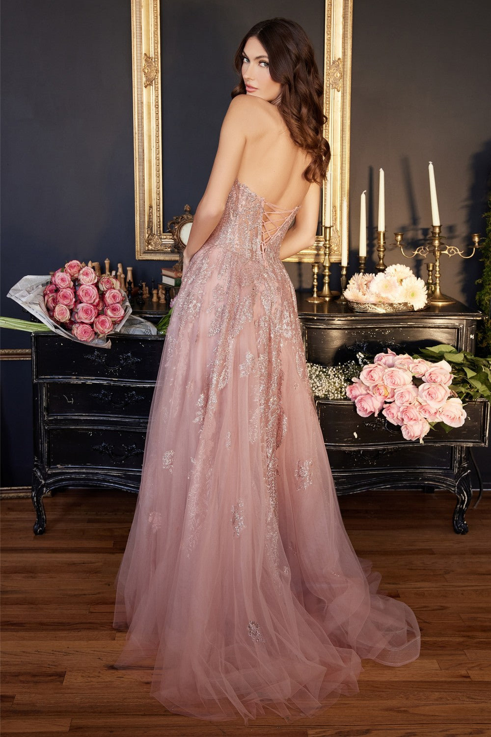 Dusty-rose Strapless Layered Tulle Ball Gown J852 - Women Evening Formal Gown - Special Occasion