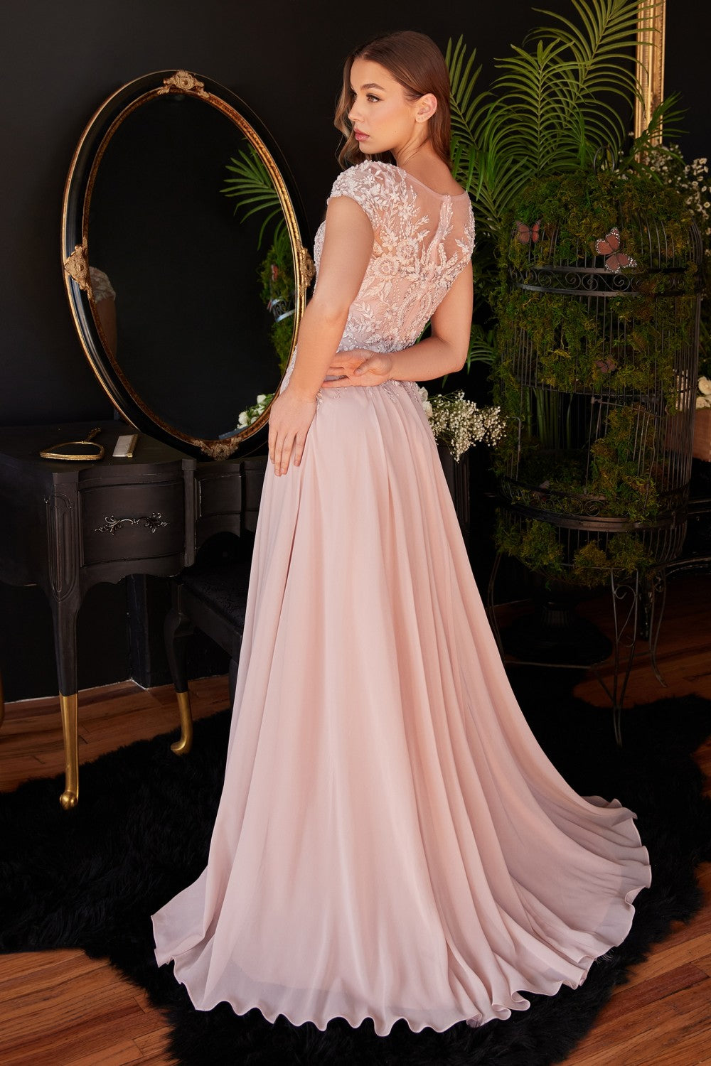 Dusty-rose_1 A-Line Chiffon Gown CL05 - Women Evening Formal Gown - Special Occasion-Curves