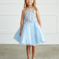 Dusty Blue Girl Dress with Short Choker Style - AS7037