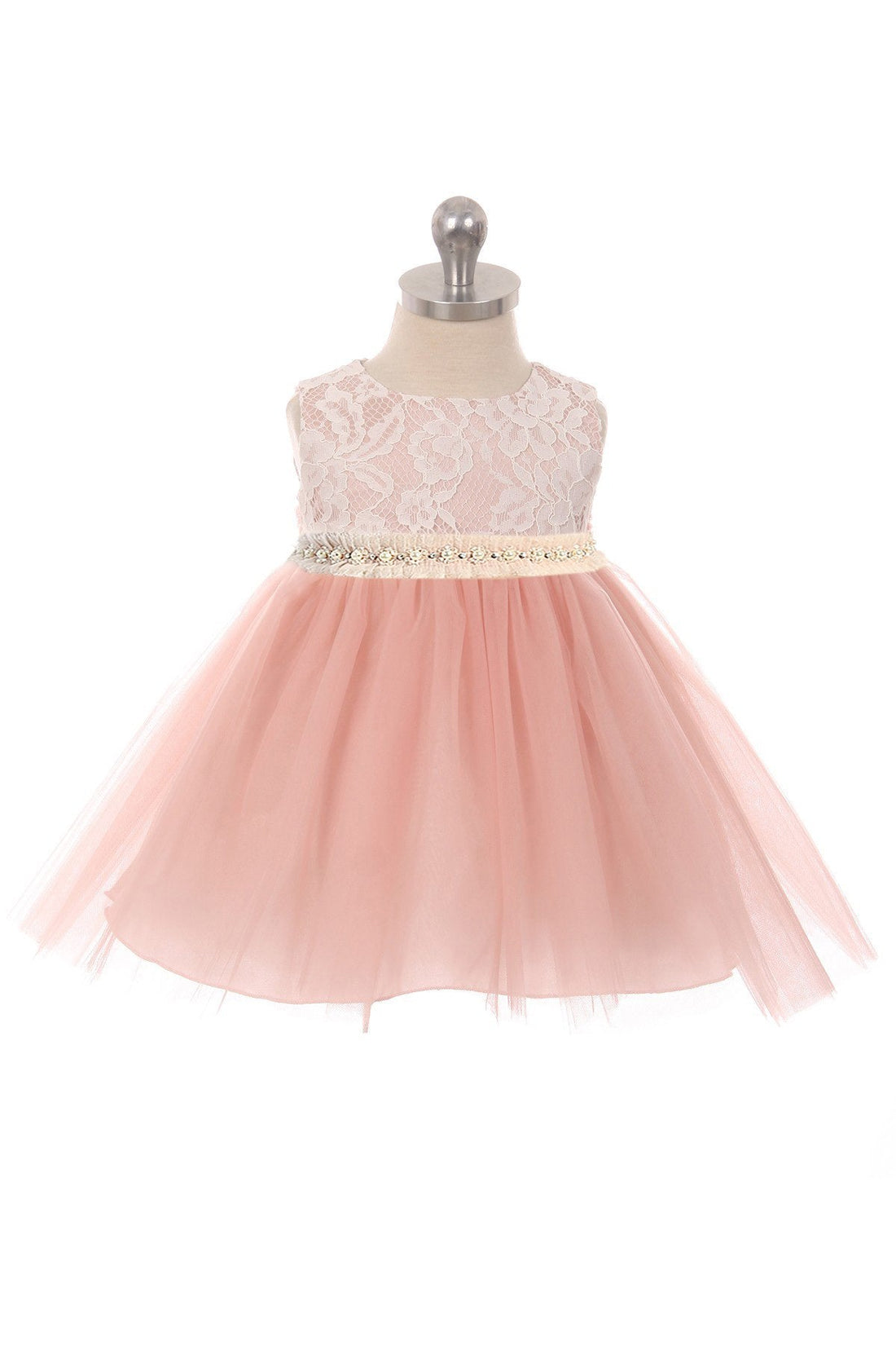 Baby Girl Lace & Mesh Pearl Trim Party Dress - AS456B-B Kids Dream
