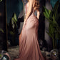 Dustyrose Fitted Satin Corset Slit Gown CD888 - Women Evening Formal Gown - Special Occasion