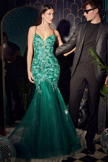 Emerald Butterfly Print Mermaid Gown CB112 - Women Evening Formal Gown - Special Occasion