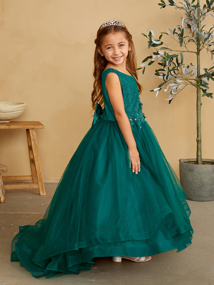 Emerald Girl Dress with Glitter Bodice and Tail Skirt by TIPTOP KIDS - 5814