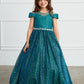 Emerald Girl Dress with Glitter Illusion Neckline - AS7029