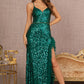 Emerald Green Illusion Sweetheart Mermaid Slit Women Formal Dress - GL3143 - Special Occasion-Curves
