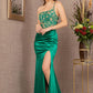 Emerald Green Strapless Glitter Satin Mermaid Women Formal Dress - GL3125 - Special Occasion-Curves