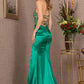 Emerald Green_1 Strapless Glitter Satin Mermaid Women Formal Dress - GL3125 - Special Occasion-Curves