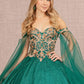 Emerald Green_2 GL3139 - Glitter Sheer Bodice Sweetheart Neckline Quinceanera Dress