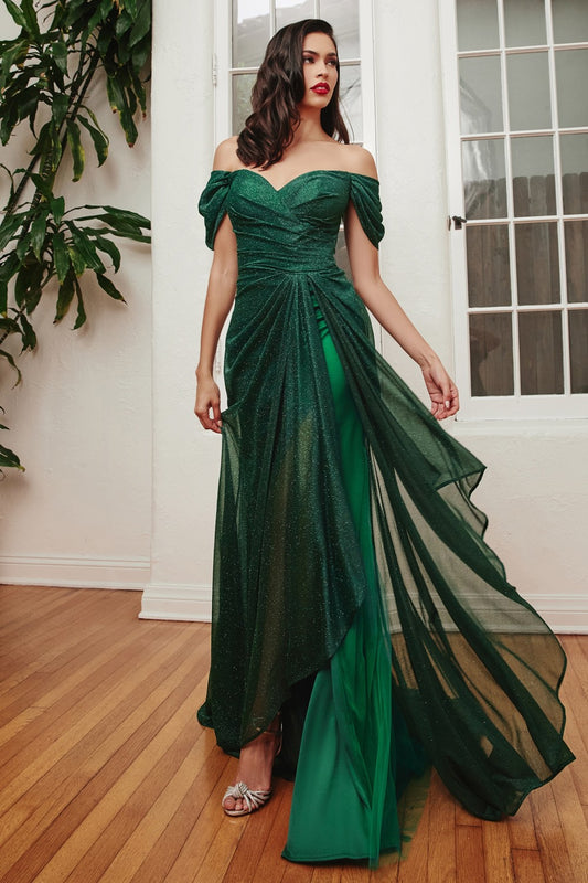 Emerald Off The Shoulder Glitter Gown CD878 - Women Evening Formal Gown - Special Occasion