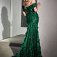 Emerald Off The Shoulder Mermaid Gown CC2164 - Women Evening Formal Gown - Special Occasion