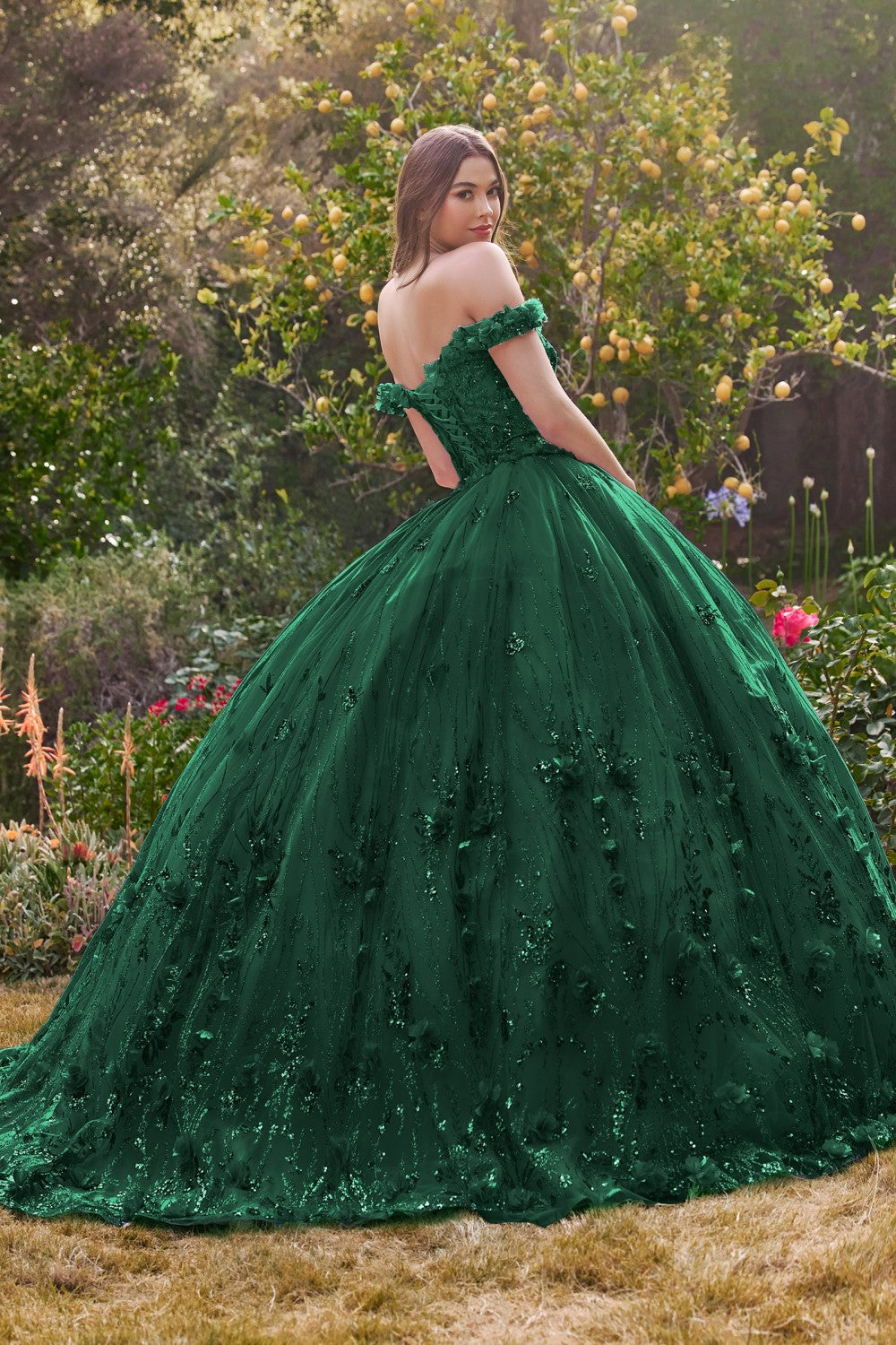 Emerald Off The Shoulder Quinceanera Ball Gown 15704
