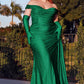 Emerald Off The Shoulder Sheath Gown CD988C - Women Evening Formal Gown - Curves