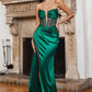 Emerald Satin Strapless Corset Gown CD269 - Women Evening Formal Gown - Special Occasion