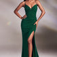 Emerald Stretch Mermaid Slit Gown CC2162 - Women Evening Formal Gown - Special Occasion