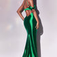 Emerald_1 Fitted Asymmetrical Satin Sheath Slit Gown Y025 - Women Evening Formal Gown - Special Occasion