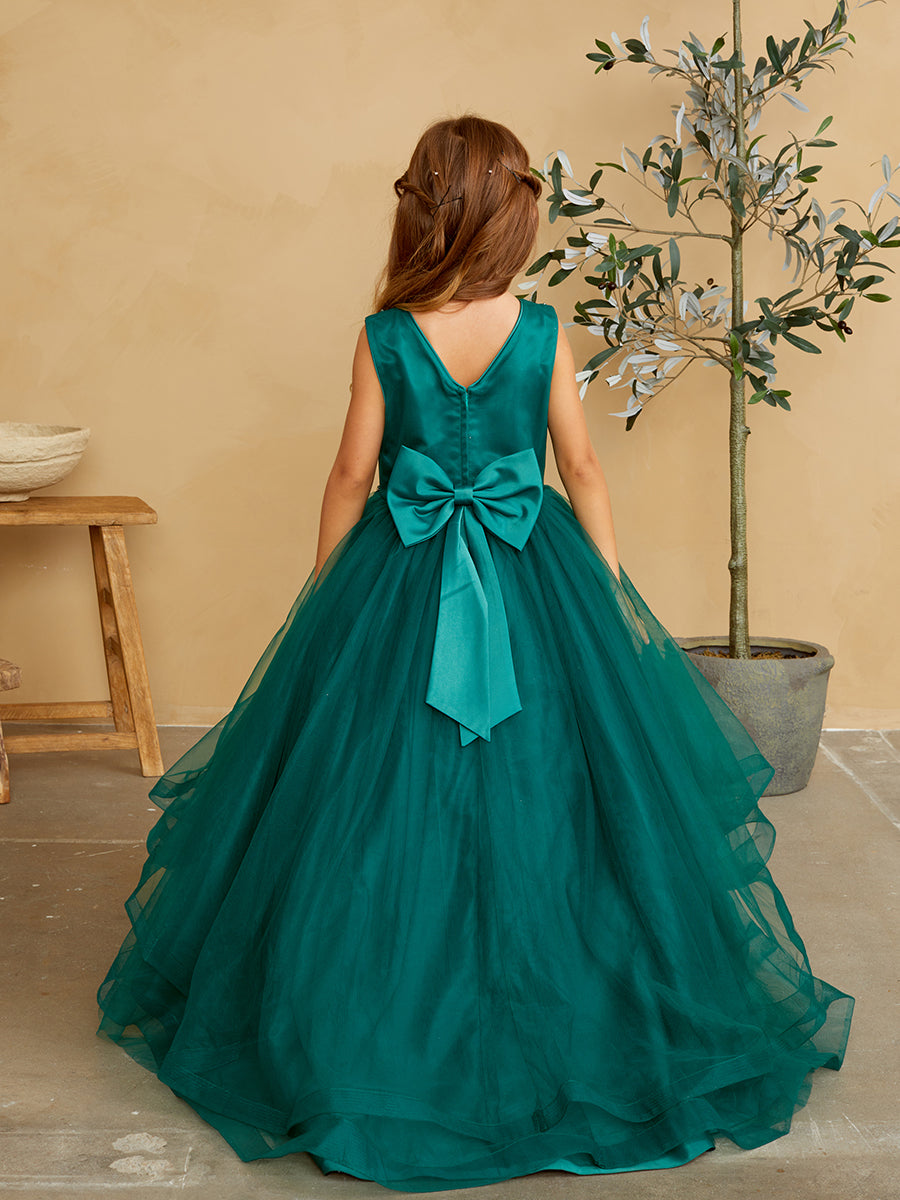 Emerald_1 Girl Dress with Glitter Bodice and Tail Skirt by TIPTOP KIDS - 5814