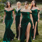 Emerald_2 Velvet Off The Shoulder Corset Slit Gown - Women Evening Formal Gown CD236 - Special Occasion
