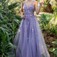 English-violet Alicia Floral Embroidery Gown A1191 Penelope Gown - Special Occasion