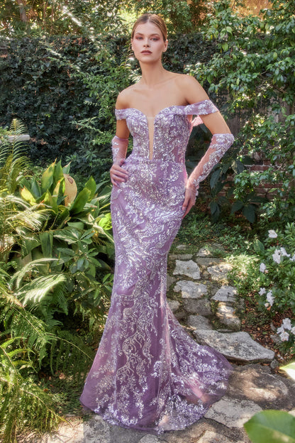 English-violet Off The Shoulder Mermaid Gown A1163 - Special Occasion