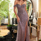 English-violet Off The Shoulder Sequin Gown CD0203 - Women Evening Formal Gown - Special Occasion-Curves