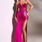 Fuchsia Strapless with Hot Stones Corset Gown CDS419 - Women Evening Formal Gown - Special Occasion