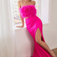 Fuchsia Two Piece Feather Gown C141 - Women Evening Formal Gown - Special Occasion