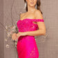 Fuchsia_2 Glitter Sheer Bodice Mermaid Slit Gown GL3162 - Women Formal Dress- Special Occasion-Curves