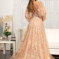 GL3001 GLS by Gloria - Sheer Bodice Sequin A-Line Gown - Special Occasion/Curves