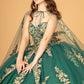 Elizabeth K - GL3016 - Embellished Strapless Sweetheart Neck Quinceanera Dress with mesh cape