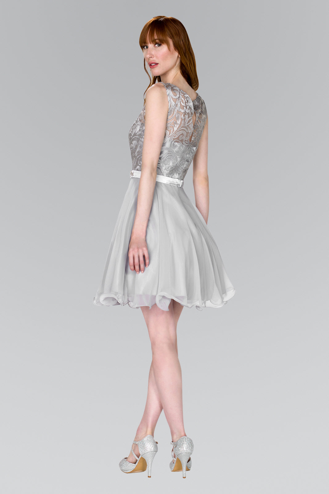 Elizabeth K - GS2314 - Illusion Bodice A-Line Cocktail Dress - Short