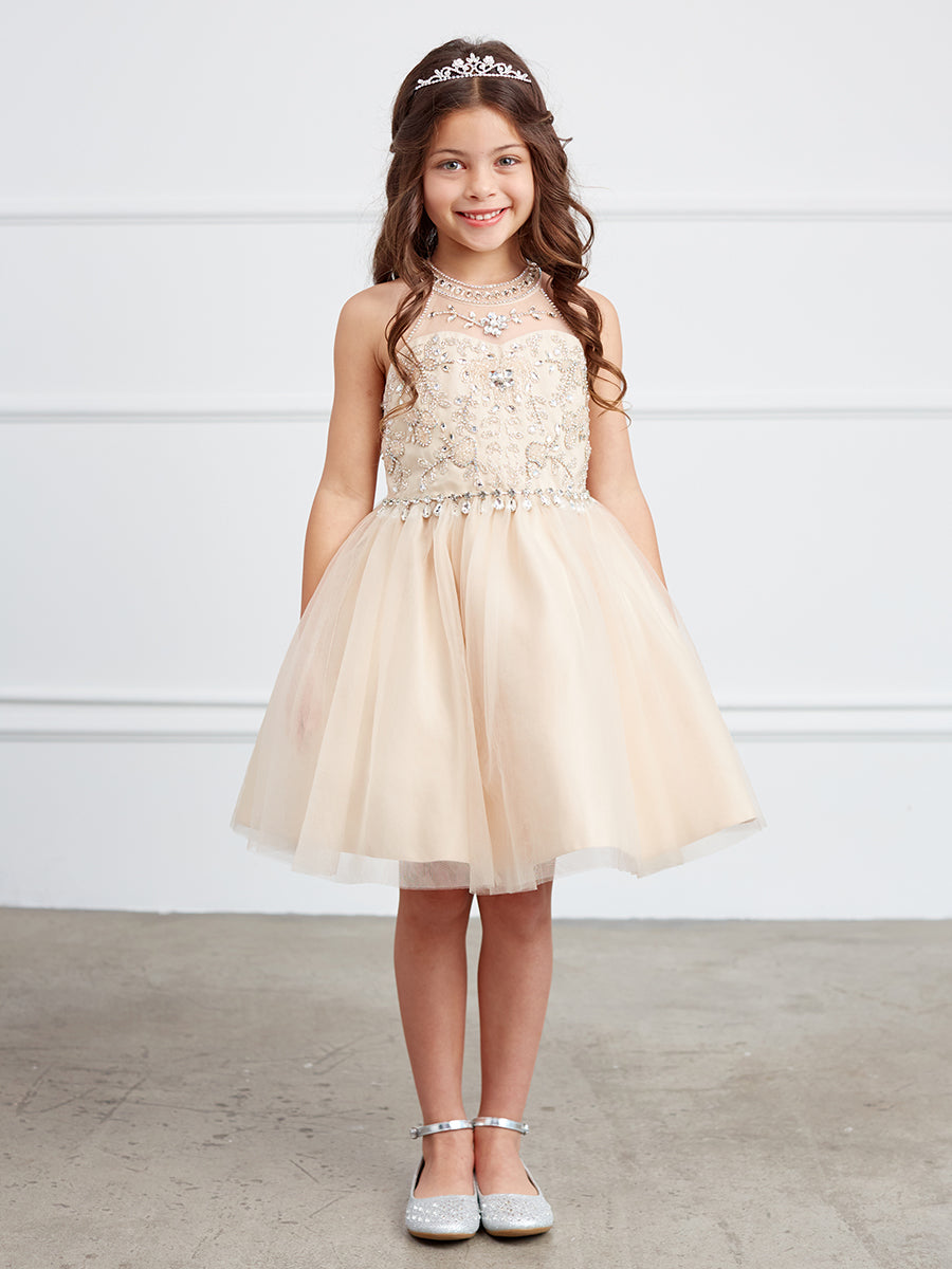 Short Choker Style Flower Girl Pageant Dress 7037 10 / Gold