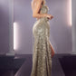 Gold Iridescent Fitted Sequin Gown CD258 - Women Evening Formal Gown - Special Occasion