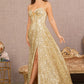 Gold Sequin Sweetheart A-Line Women Formal Dress - GL3132 - Special Occasion-Curves