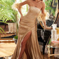 Gold Strapless Sheath Metallic Gown KV1091 - Women Evening Formal Gown - Special Occasion-Curves