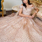 Gold_2 Elizabeth K - GL1926 - Mesh Off-Shoulder Glitter Quinceanera Dress