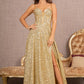Gold_2 Sequin Sweetheart A-Line Women Formal Dress - GL3132 - Special Occasion-Curves