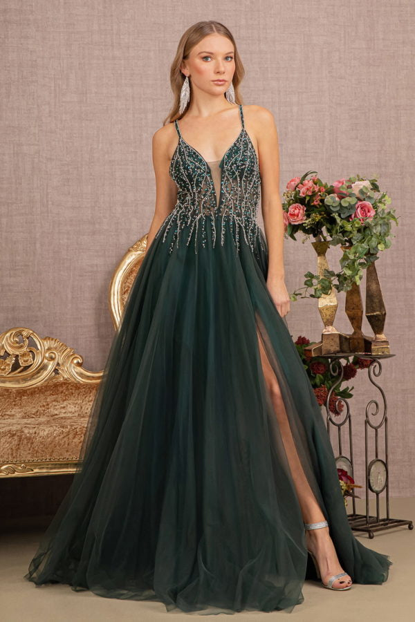 Green Illusion Sweetheart A-Line Women Formal Dress - GL3137 - Special Occasion-Curves
