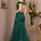 Green_1 Sheer Bodice Glitter Trumpet Dress GL3130 - Women Formal Dress - Special Occasion-Curves