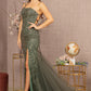 Green_2 Asymmetric Glitter Mesh Mermaid Dress GL3161 - Women Formal Dress - Special Occasion-Curves