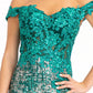 Green_2 Sheer Bodice Cut-Away Shoulder Women Formal Dress - GL3024 - Special Occasion-Curves