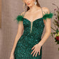 Green_2 Sheer Bodice Glitter Trumpet Dress GL3130 - Women Formal Dress - Special Occasion-Curves