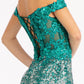 Green_3 Sheer Bodice Cut-Away Shoulder Women Formal Dress - GL3024 - Special Occasion-Curves