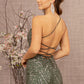 Green_4 Asymmetric Glitter Mesh Mermaid Dress GL3161 - Women Formal Dress - Special Occasion-Curves